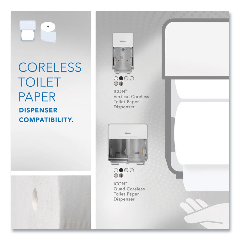 Essential Coreless SRB Bathroom Tissue, Septic Safe, 2-Ply, White, 1,000 Sheets/Roll, 36 Rolls/Carton - Image 7