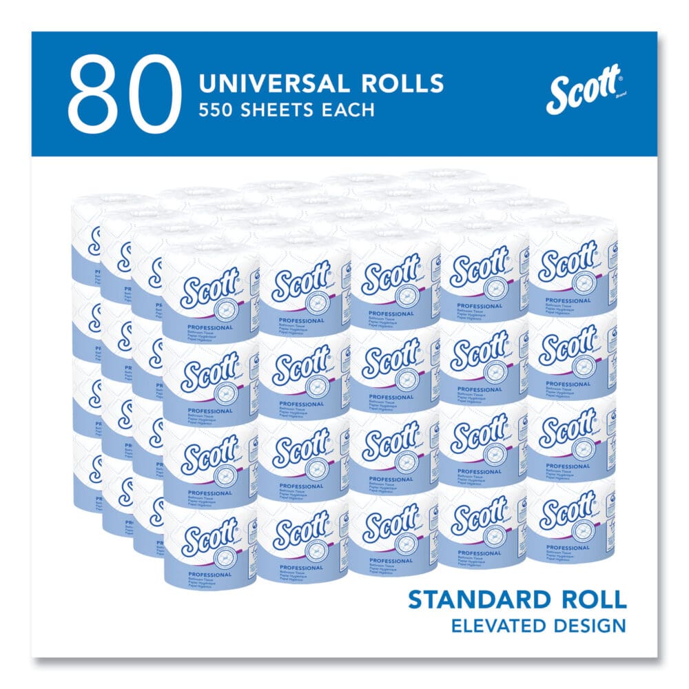 Essential Standard Roll Bathroom Tissue for Business, Septic Safe, 2-Ply, White, 550 Sheets/Roll, 80/Carton - Image 11
