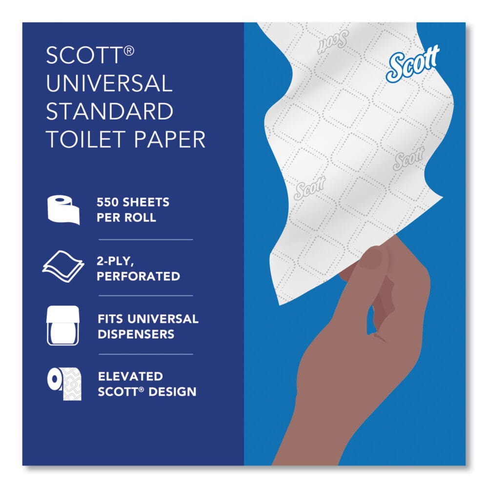Essential Standard Roll Bathroom Tissue for Business, Septic Safe, 2-Ply, White, 550 Sheets/Roll, 80/Carton - Image 9