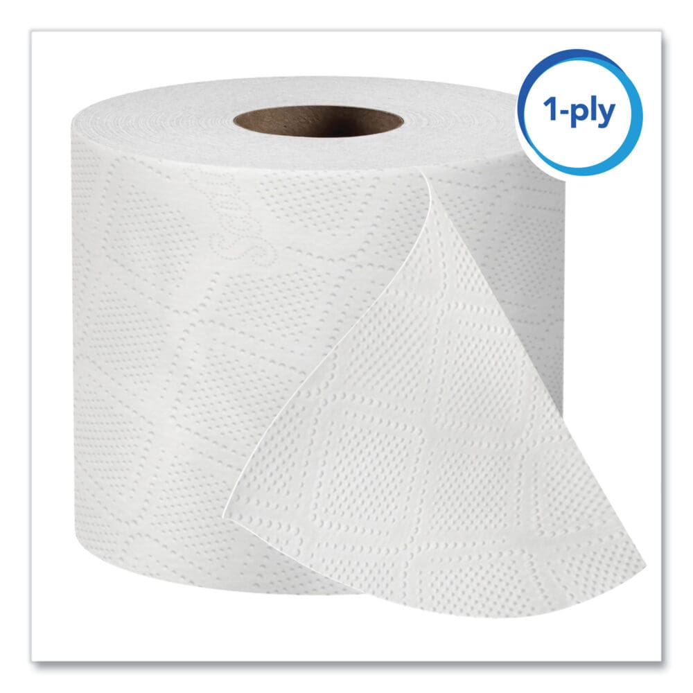 Essential Standard Roll Bathroom Tissue for Business, Septic Safe, 1-Ply, White, 1,210 Sheets/Roll, 80 Rolls/Carton - Image 4