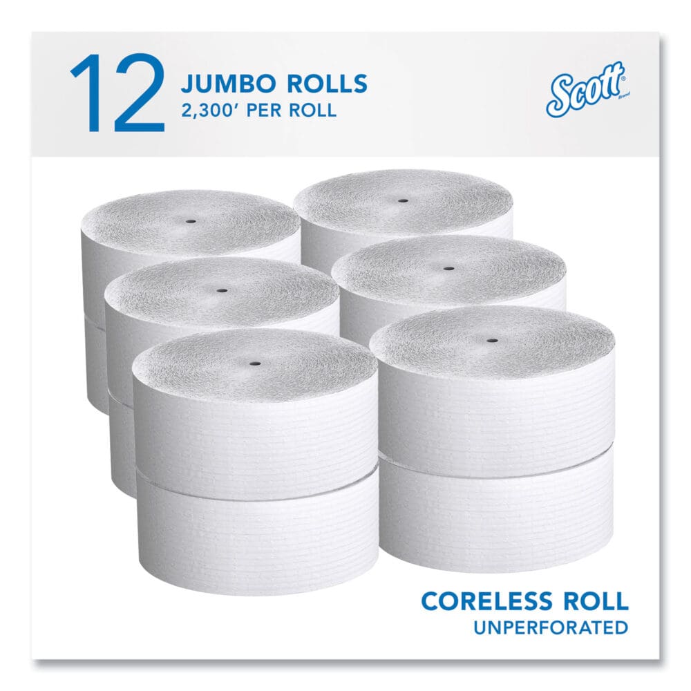 Essential Coreless JRT, Septic Safe, 1-Ply, White, 3.75 x 2,300 ft, 12 Rolls/Carton - Image 11