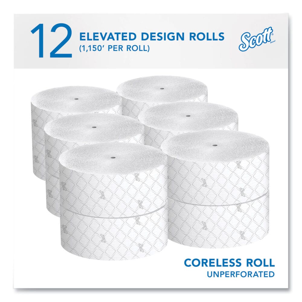 Essential Coreless JRT, Septic Safe, 2-Ply, White, 3.75" x 1,150 ft, 12 Rolls/Carton - Image 11