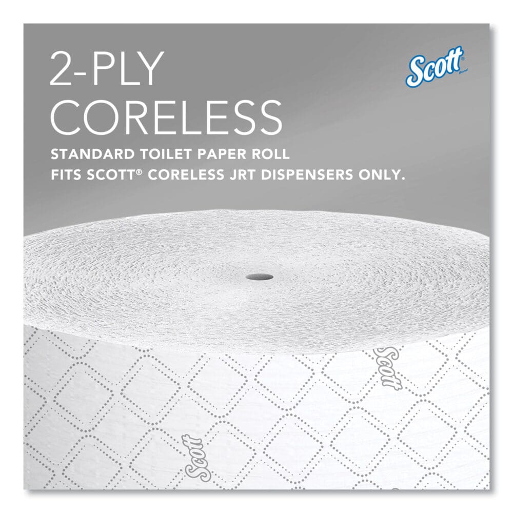 Essential Coreless JRT, Septic Safe, 2-Ply, White, 3.75" x 1,150 ft, 12 Rolls/Carton - Image 4