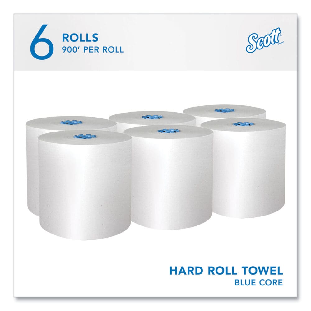 Pro Hard Roll Paper Towels with Absorbency Pockets, for Scott Pro Dispenser, Blue Core Only, 1-Ply, 7.5" x 900 ft, 6 Rolls/CT - Image 2