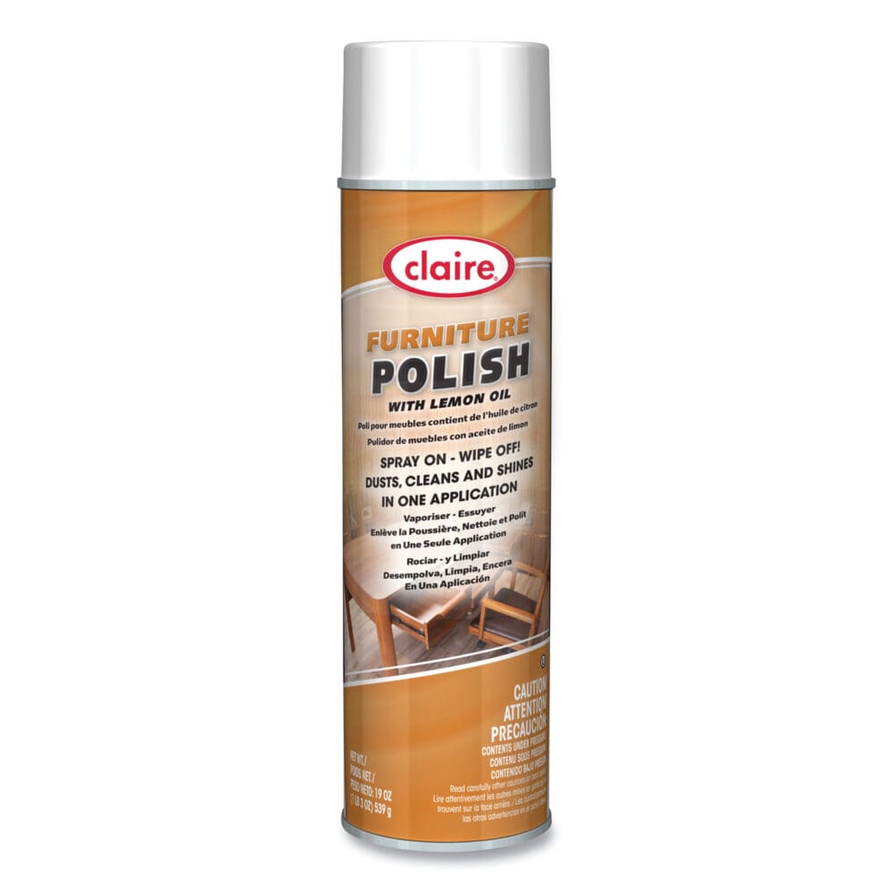 Furniture Polish with Lemon Oil, Lemon Scent; 19 oz Aerosol Spray, Dozen - Image 2