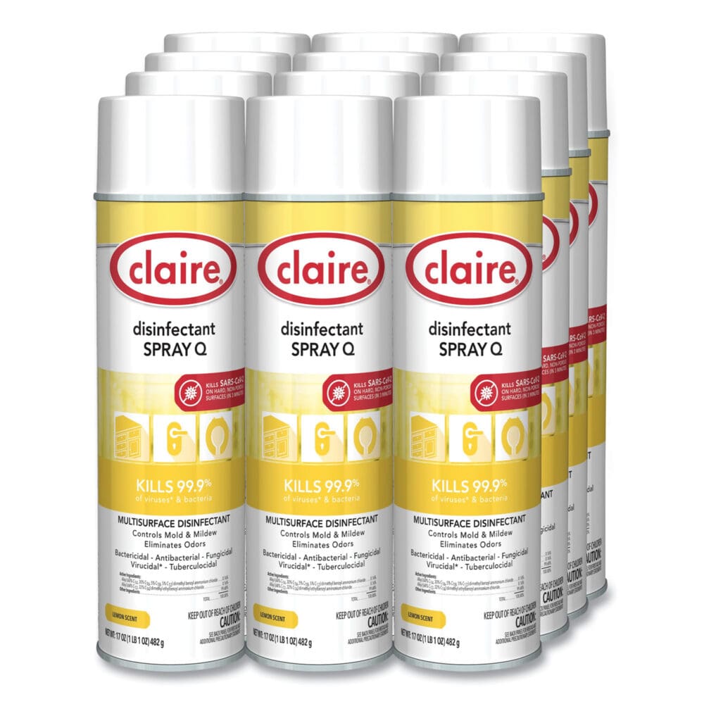 Spray Q Disinfectant, Lemon Scent, 17 oz Aerosol Spray, Dozen - Image 4