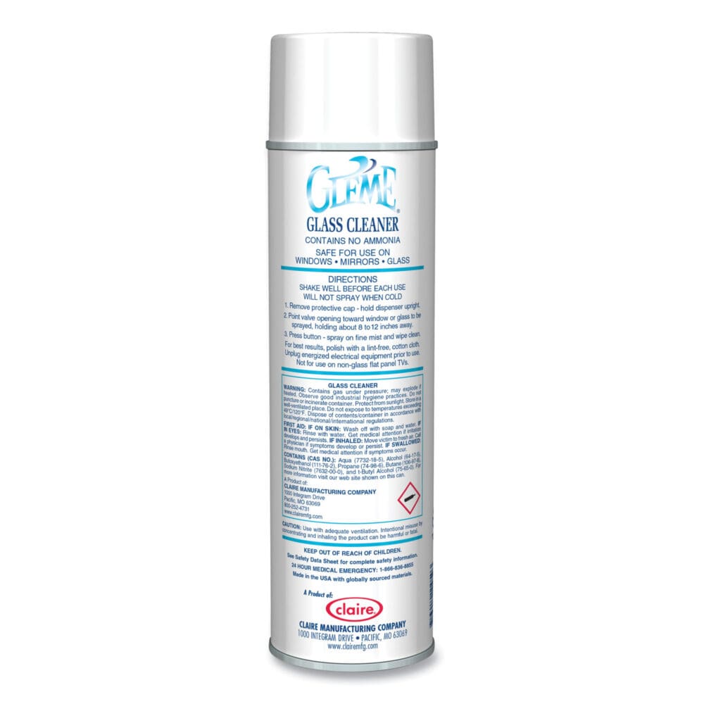 Gleme Glass Cleaner, Fresh Scent, 19 oz Aerosol Spray, Dozen - Image 3