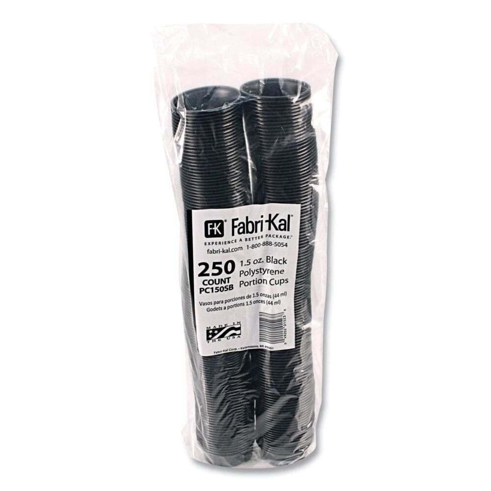 Portion Cups, 1.5 oz, Squat, Black, 250/Sleeve, 10 Sleeves/Carton - Image 2