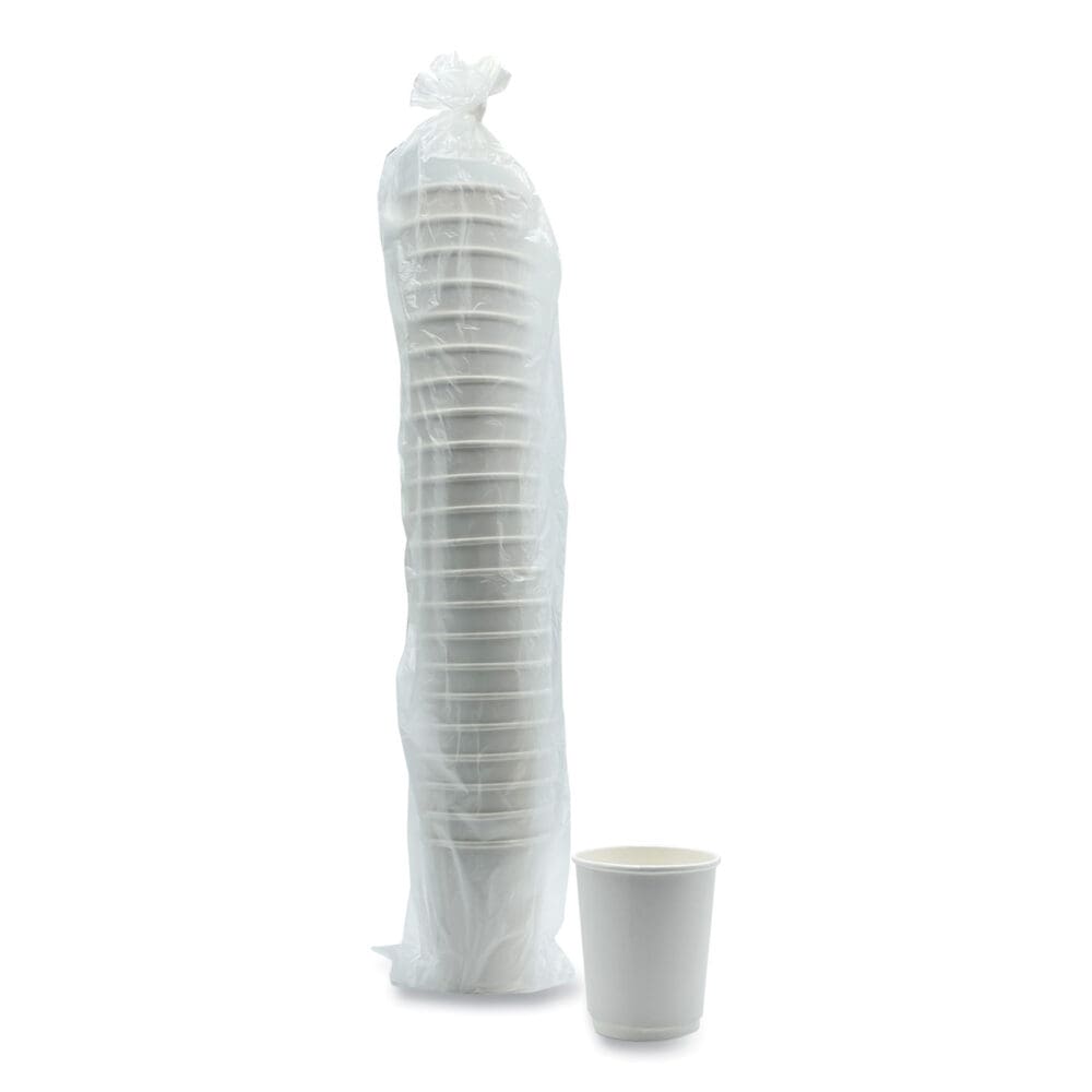 Paper Hot Cups, Double-Walled, 8 oz, White, 500/Carton - Image 4