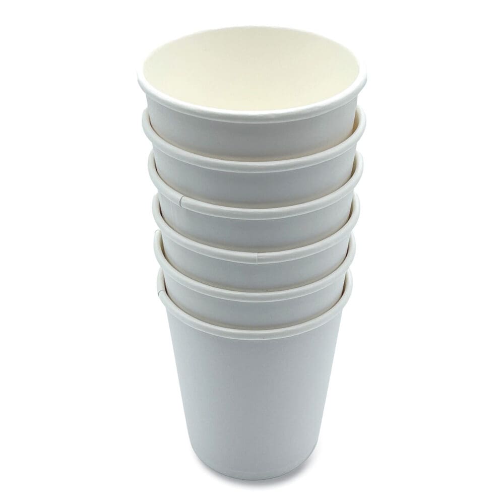 Paper Hot Cups, Double-Walled, 8 oz, White, 500/Carton - Image 2
