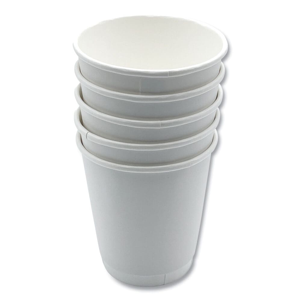 Paper Hot Cups, Double-Walled, 10 oz, White, 500/Carton - Image 3