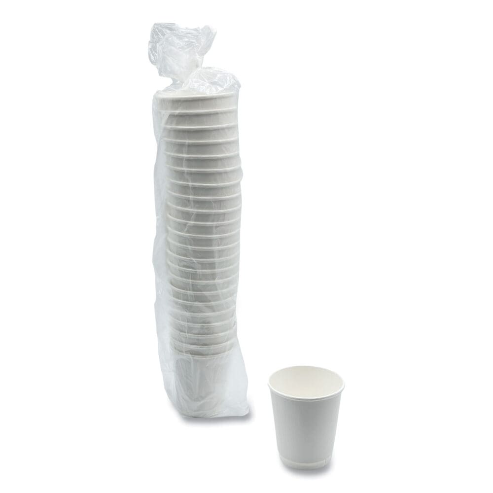 Paper Hot Cups, Double-Walled, 10 oz, White, 25/Pack - Image 4