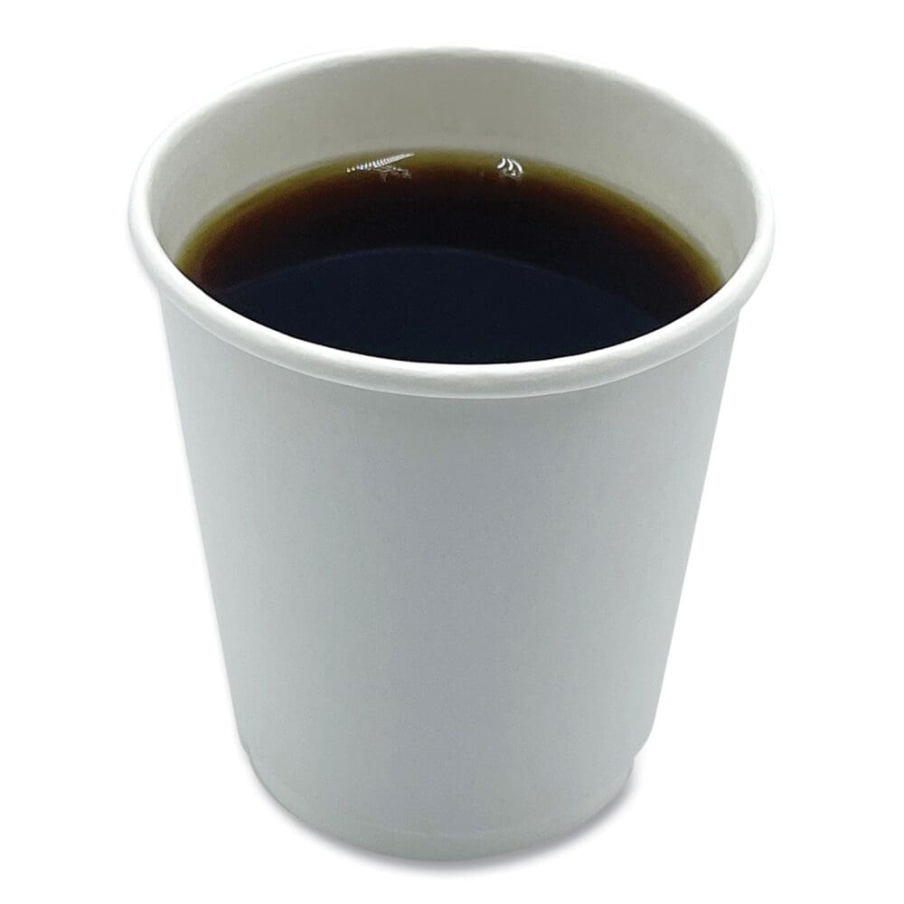 Paper Hot Cups, Double-Walled, 8 oz, White, 500/Carton - Image 3
