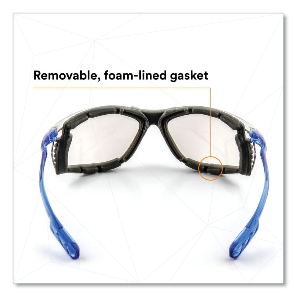 CCS Protective Eyewear with Foam Gasket, Blue Plastic Frame, Clear Polycarbonate Lens - Image 4