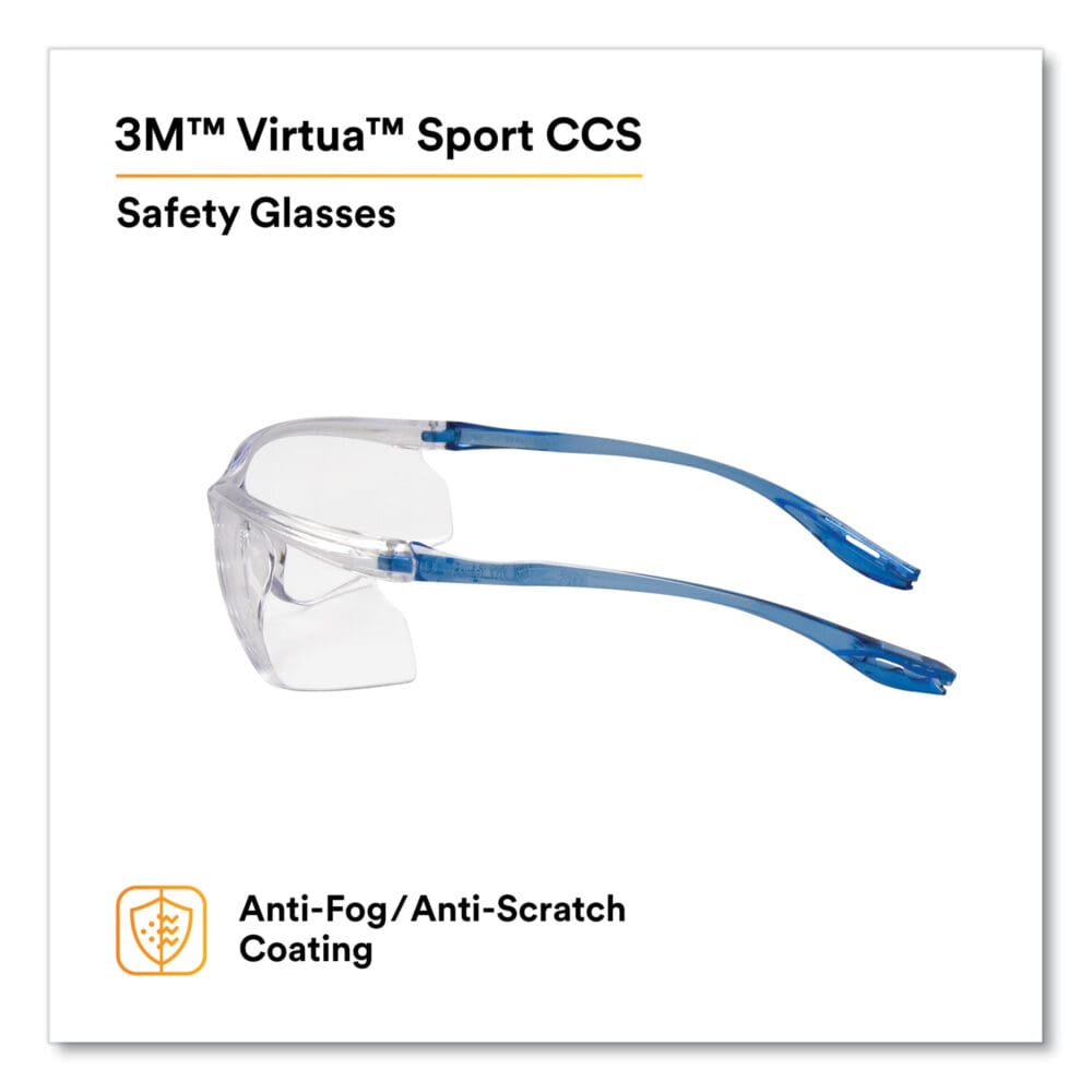 Virtua Sport CCS Protective Eyewear, Blue Plastic Frame, Clear Polycarbonate Lens - Image 3