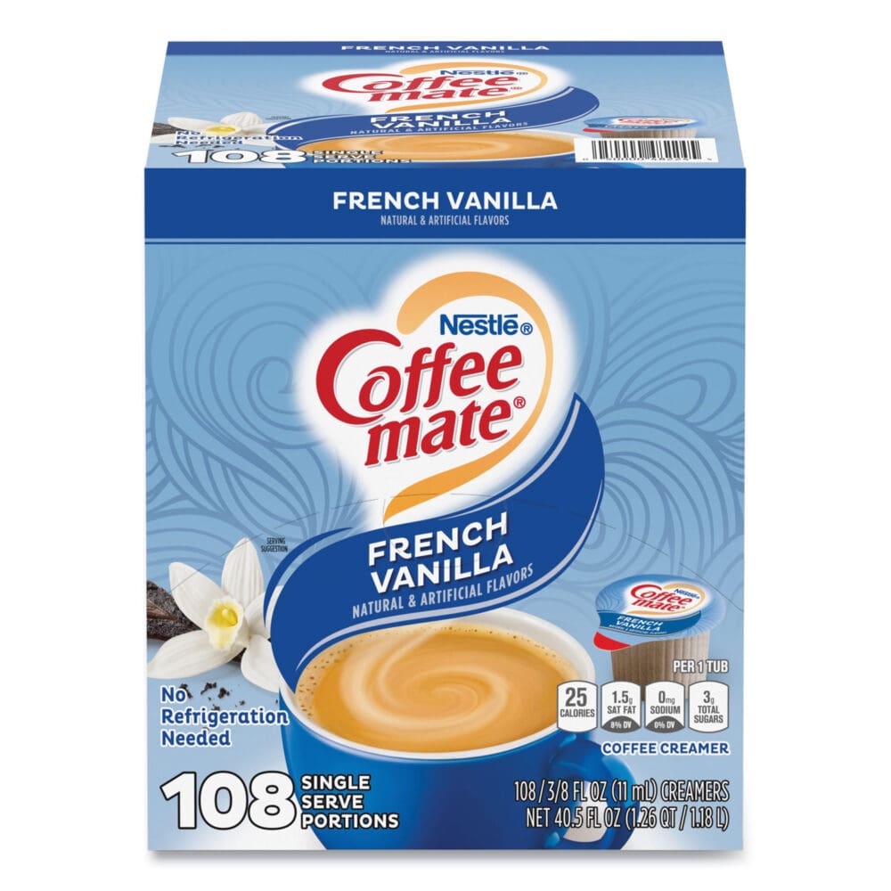 Liquid Coffee Creamer, French Vanilla, 0.38 oz Mini Cup, 108/Carton - Image 7