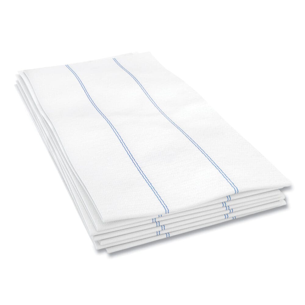 Tuff-Job Foodservice Towels, 1/4 Fold, 13 x 24, White/Blue, 72/Carton - Image 2