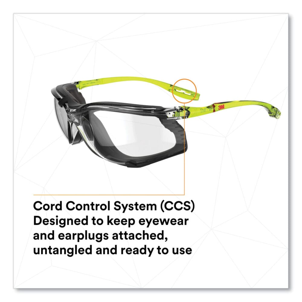 Solus CCS Series Protective Eyewear, Green Plastic Frame, Clear Polycarbonate Lens - Image 2