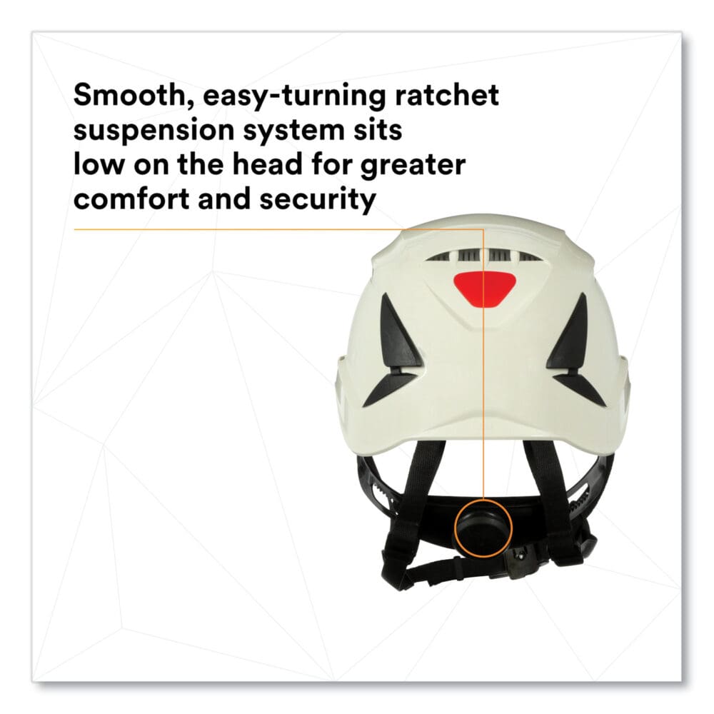 SecureFit X5000 Series Safety Helmet, Vented, 6-Point Pressure Diffusion Ratchet Suspension, White - Image 3