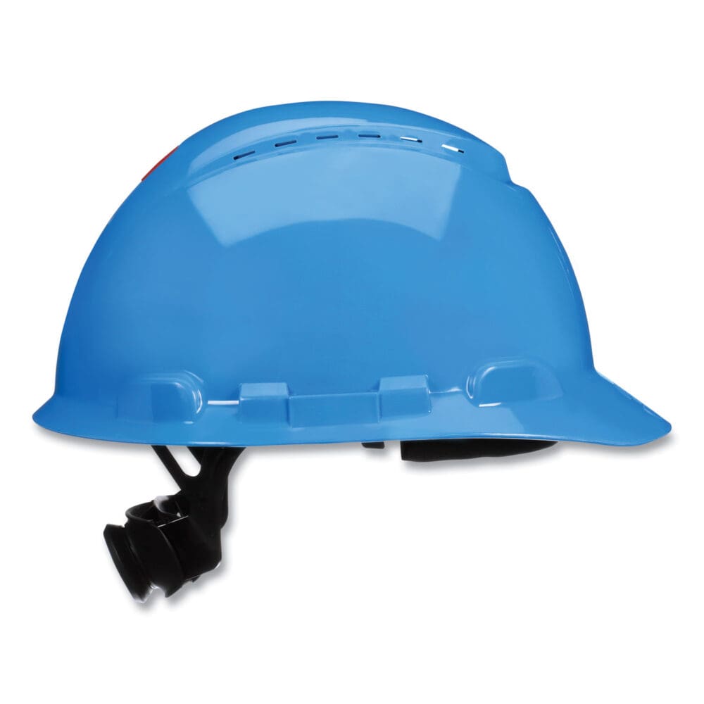 SecureFit H-Series Hard Hats, H-700 Vented Cap with UV Indicator, 4-Point Pressure Diffusion Ratchet Suspension, Blue - Image 4