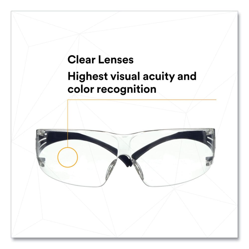 SecureFit Protective Eyewear, 200 Series, Dark Blue Plastic Frame, Clear Polycarbonate Lens - Image 2