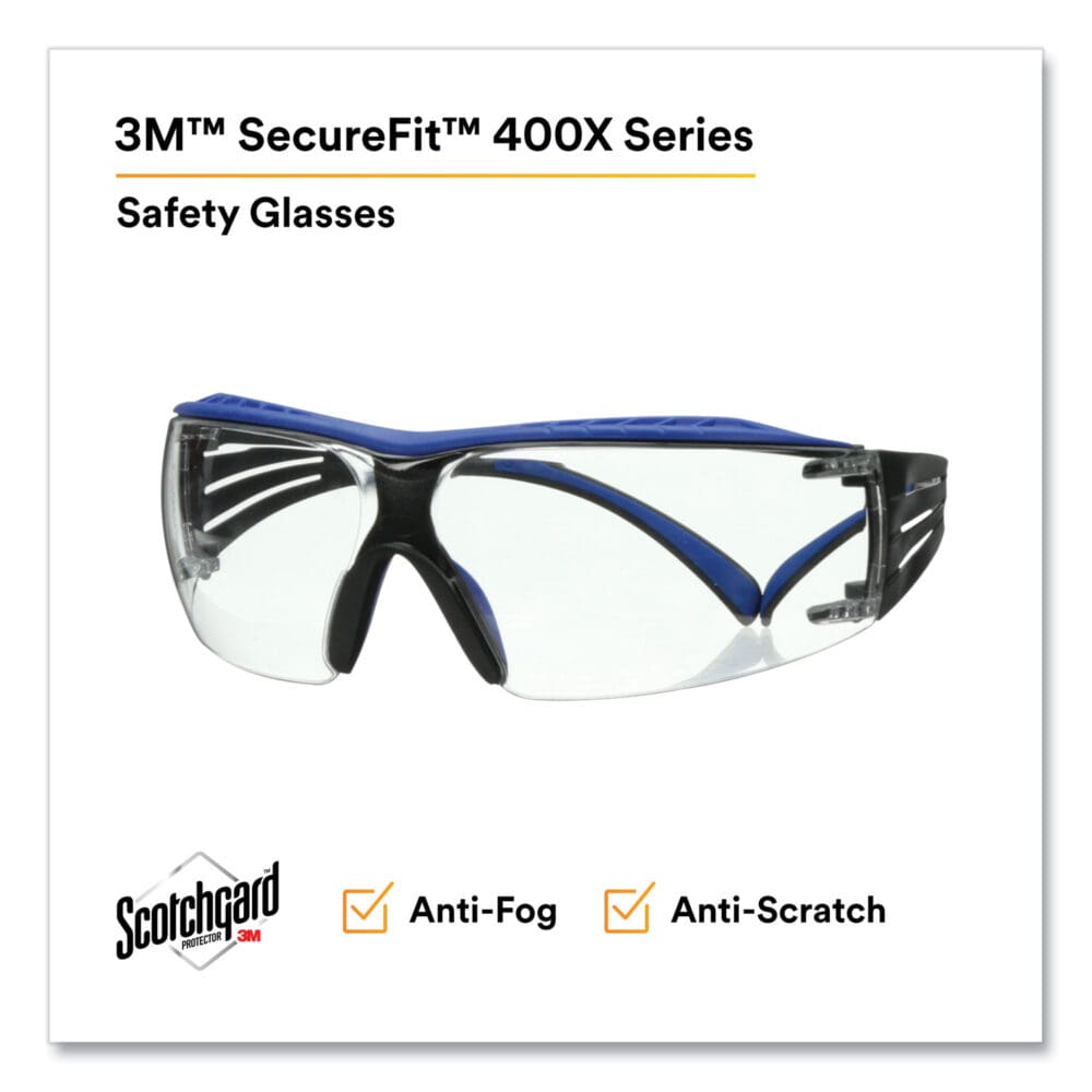 SecureFit Protective Eyewear, 400 Series, Blue/Gray Plastic Frame, Clear Polycarbonate Lens - Image 3