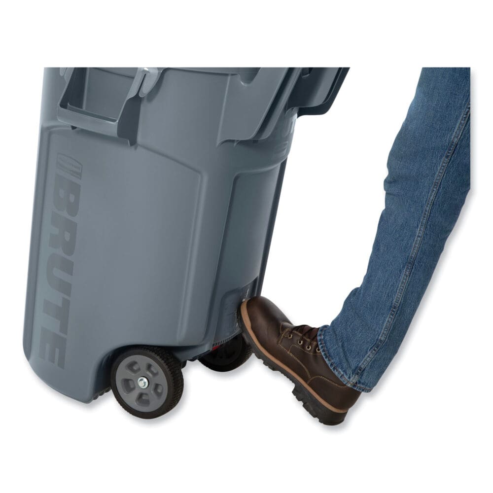 Vented Wheeled BRUTE Container, 32 gal, Plastic, Gray - Image 3