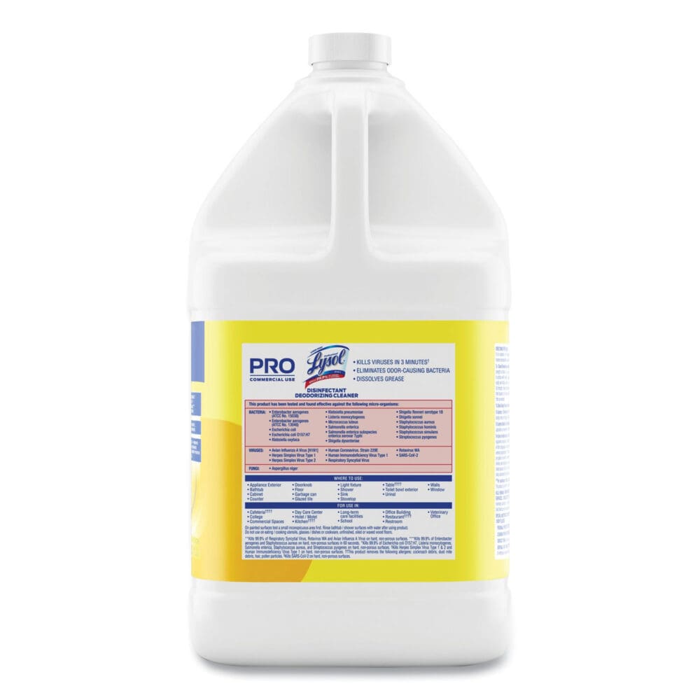 Disinfectant Deodorizing Cleaner Concentrate, Lemon Scent, 128 oz Bottle - Image 4