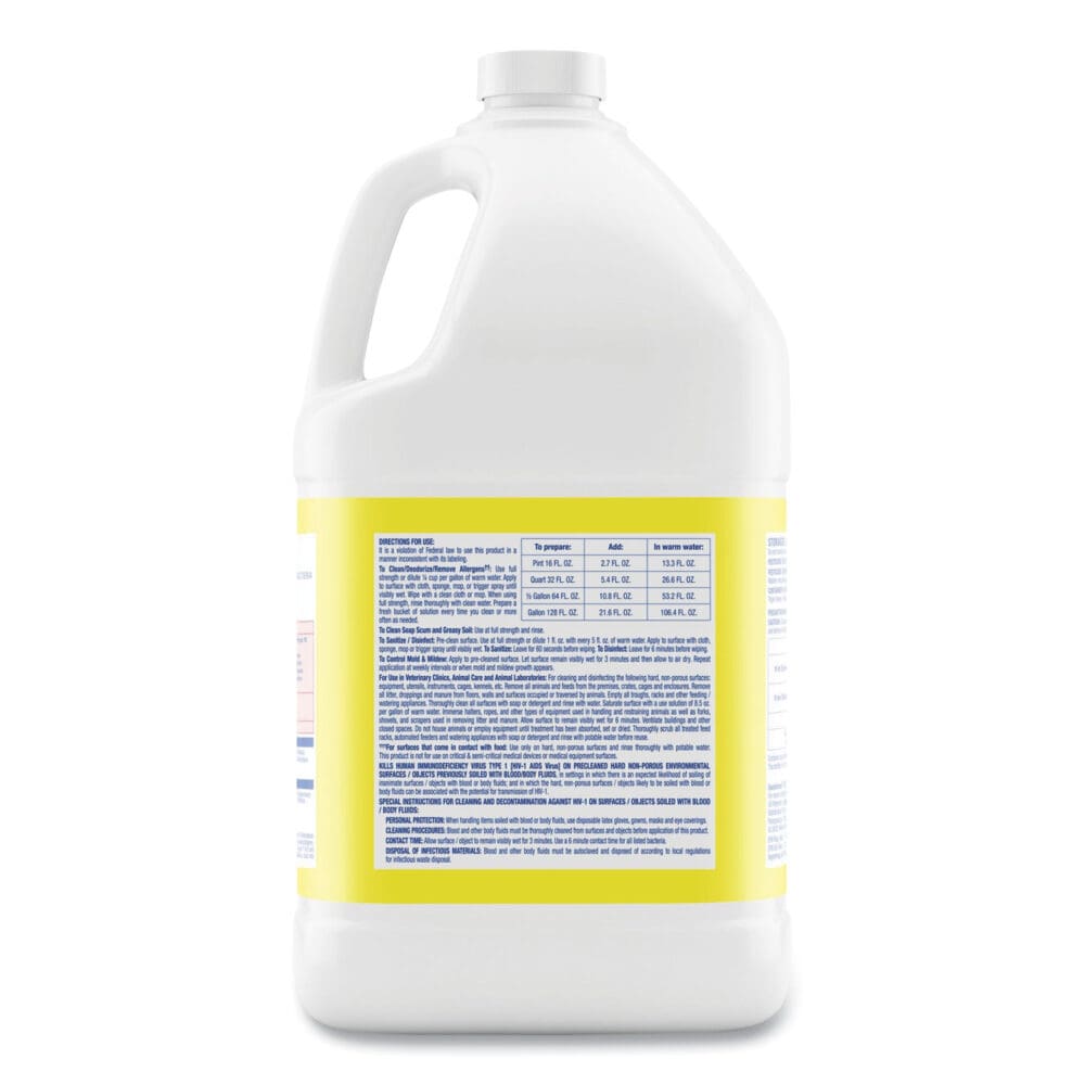 Disinfectant Deodorizing Cleaner Concentrate, Lemon Scent, 128 oz Bottle - Image 2