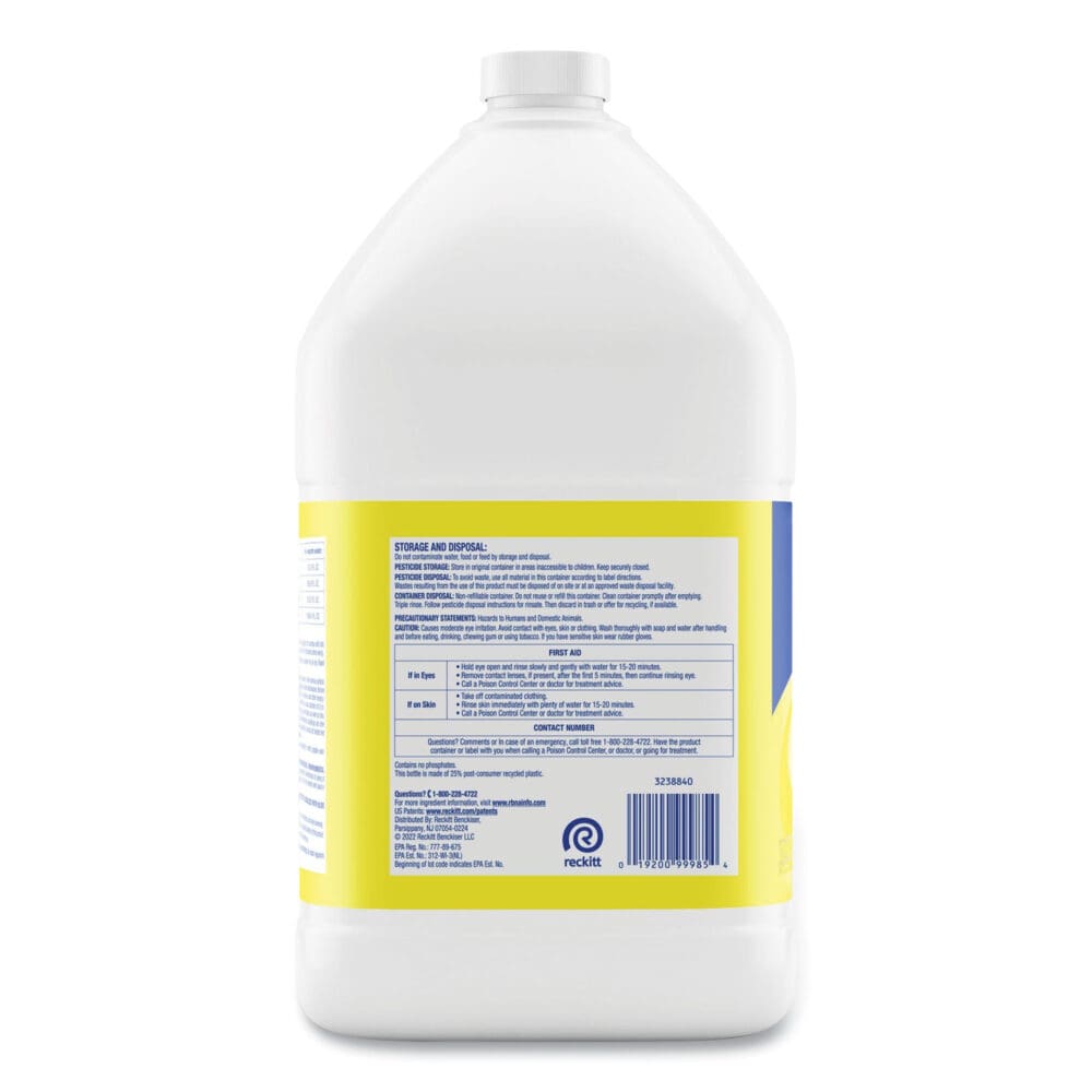 Disinfectant Deodorizing Cleaner Concentrate, Lemon Scent, 128 oz Bottle - Image 3