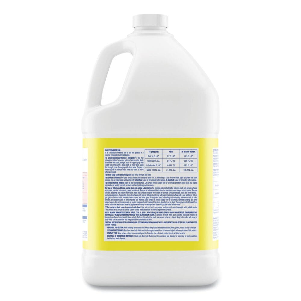Disinfectant Deodorizing Cleaner Concentrate, Lemon Scent, 128 oz Bottle, 4/Carton - Image 2