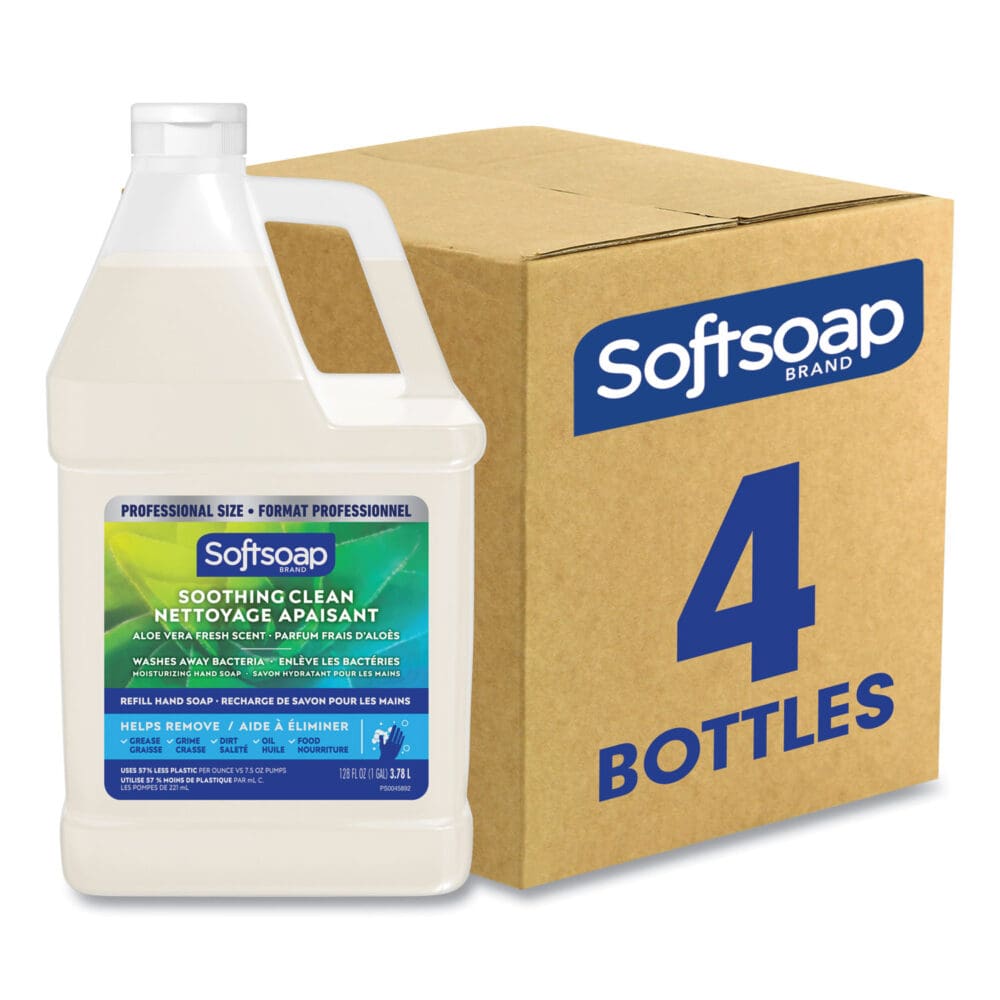 Liquid Hand Soap Refill with Aloe, Aloe Vera Fresh Scent,  1 gal Refill Bottle, 4/Carton - Image 5