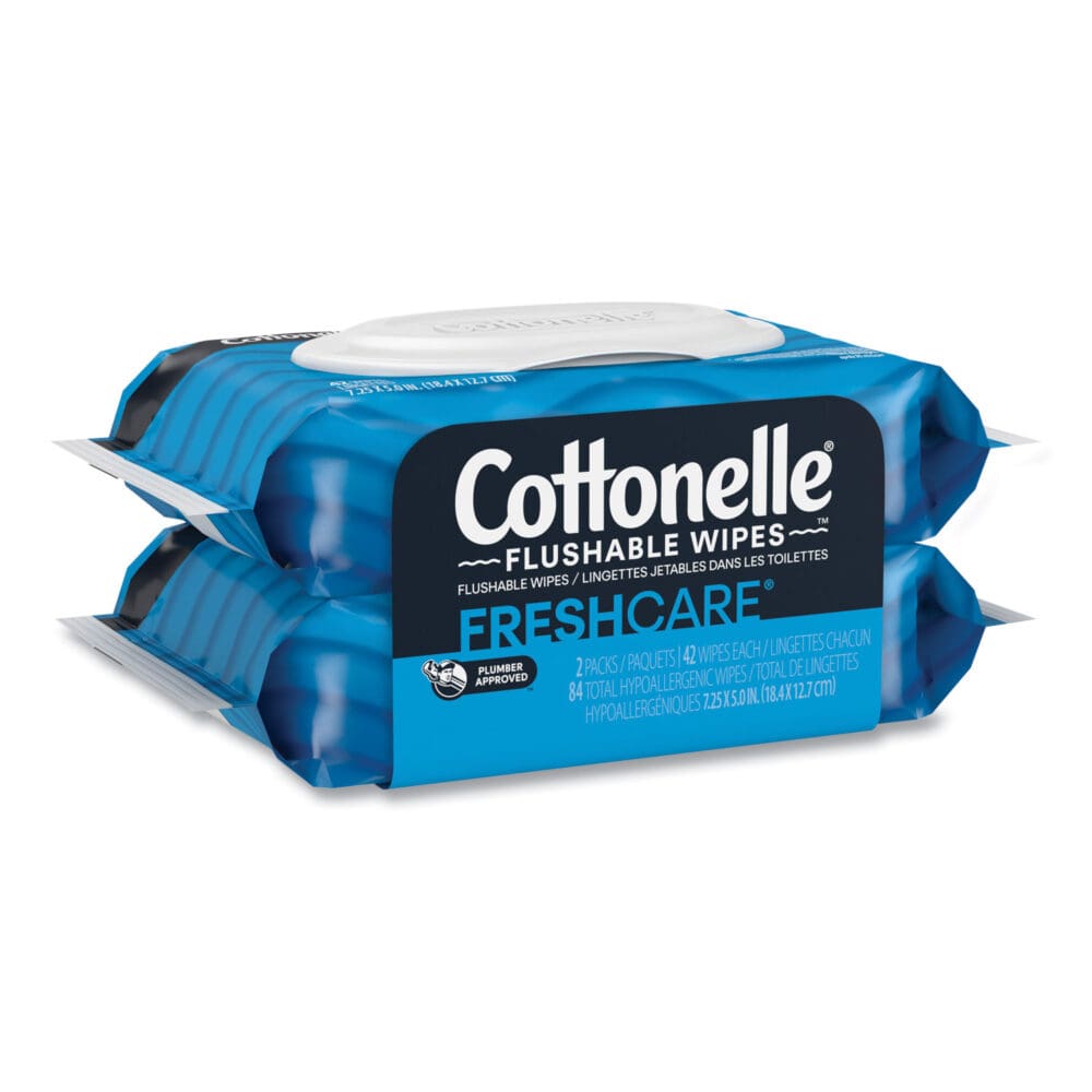 Fresh Care Flushable Cleansing Cloths, 1-Ply, 3.73 x 5.5, White, 84/Pack - Image 2