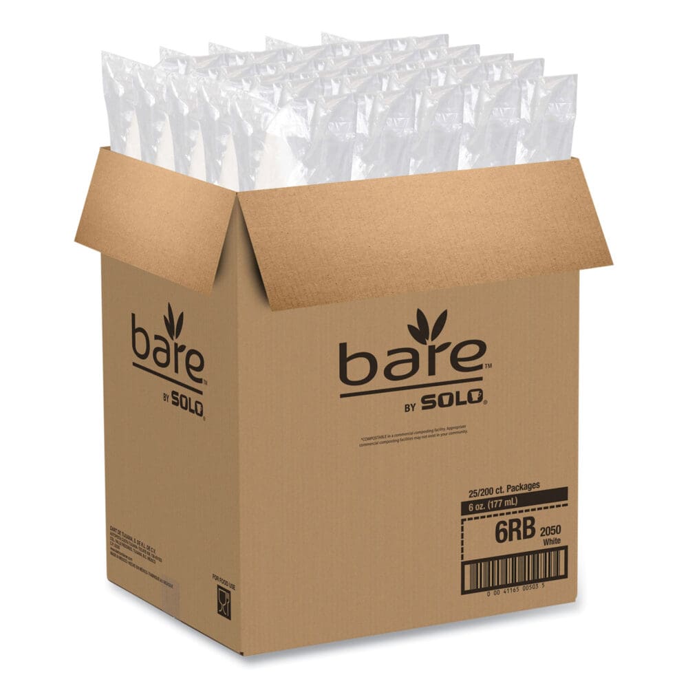 Bare Eco-Forward Treated Paper Cone Cups, ProPlanet Seal, 6 oz, White, 200/Sleeve, 25 Sleeves/Carton - Image 5