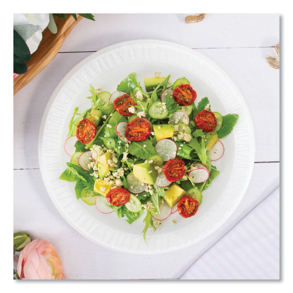 Concorde Non-Laminated Foam Plates, 9" dia, White, 125/Pack - Image 2