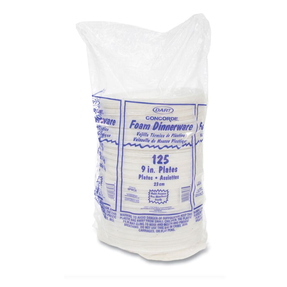 Concorde Non-Laminated Foam Plates, 9" dia, White, 125/Pack - Image 3