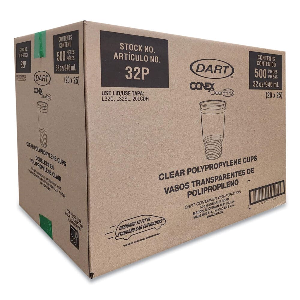 Conex ClearPro Plastic Cold Cups, Cold Cups, 32 oz, Clear, 25/Bag, 20 Bags/Carton - Image 8