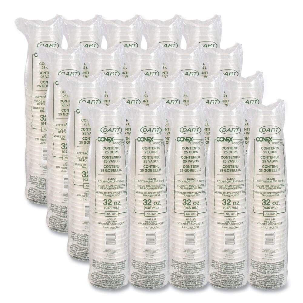 Conex ClearPro Plastic Cold Cups, Cold Cups, 32 oz, Clear, 25/Bag, 20 Bags/Carton - Image 7