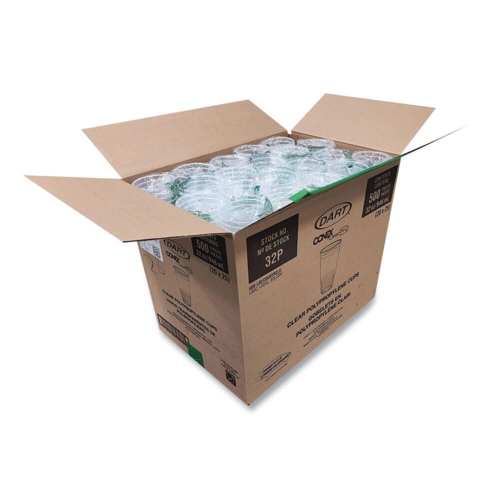 Conex ClearPro Plastic Cold Cups, Cold Cups, 32 oz, Clear, 25/Bag, 20 Bags/Carton - Image 6