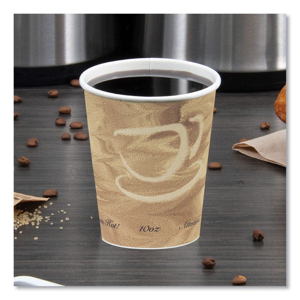 Single Sided Poly Paper Hot Cups, 10 oz, Mistique Design, 50/Bag, 20 Bags/Carton - Image 4