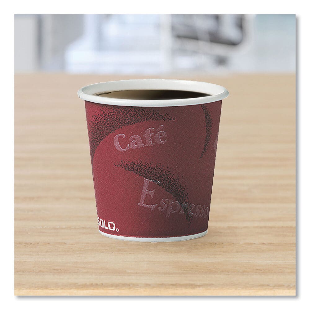 Single-Sided Poly Paper Hot Cups, 4 oz, Bistro Design, 50/Pack, 20 Pack/Carton - Image 3