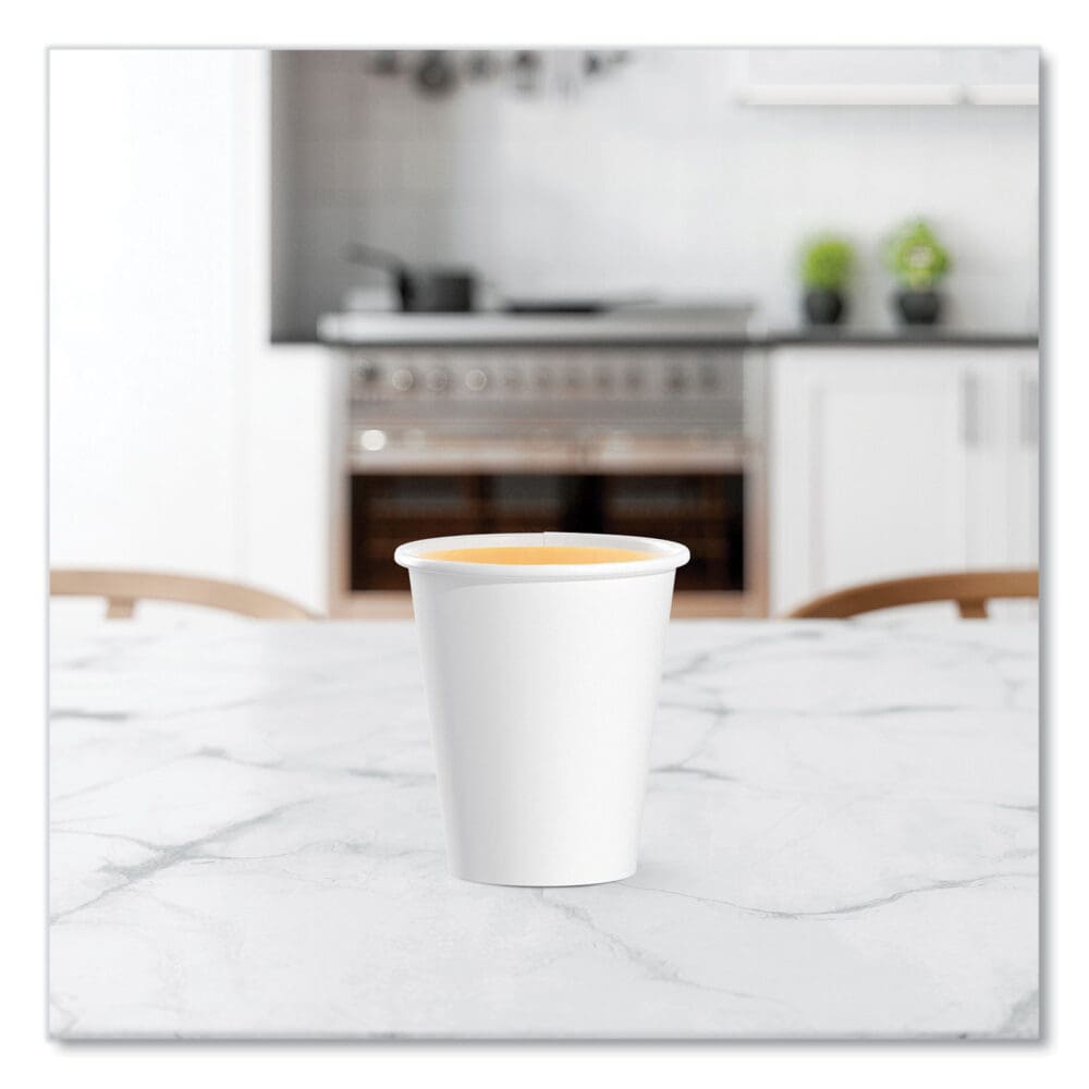 Single-Sided Poly Paper Hot Cups, 6 oz, White, 50/Pack, 20 Packs/Carton - Image 3