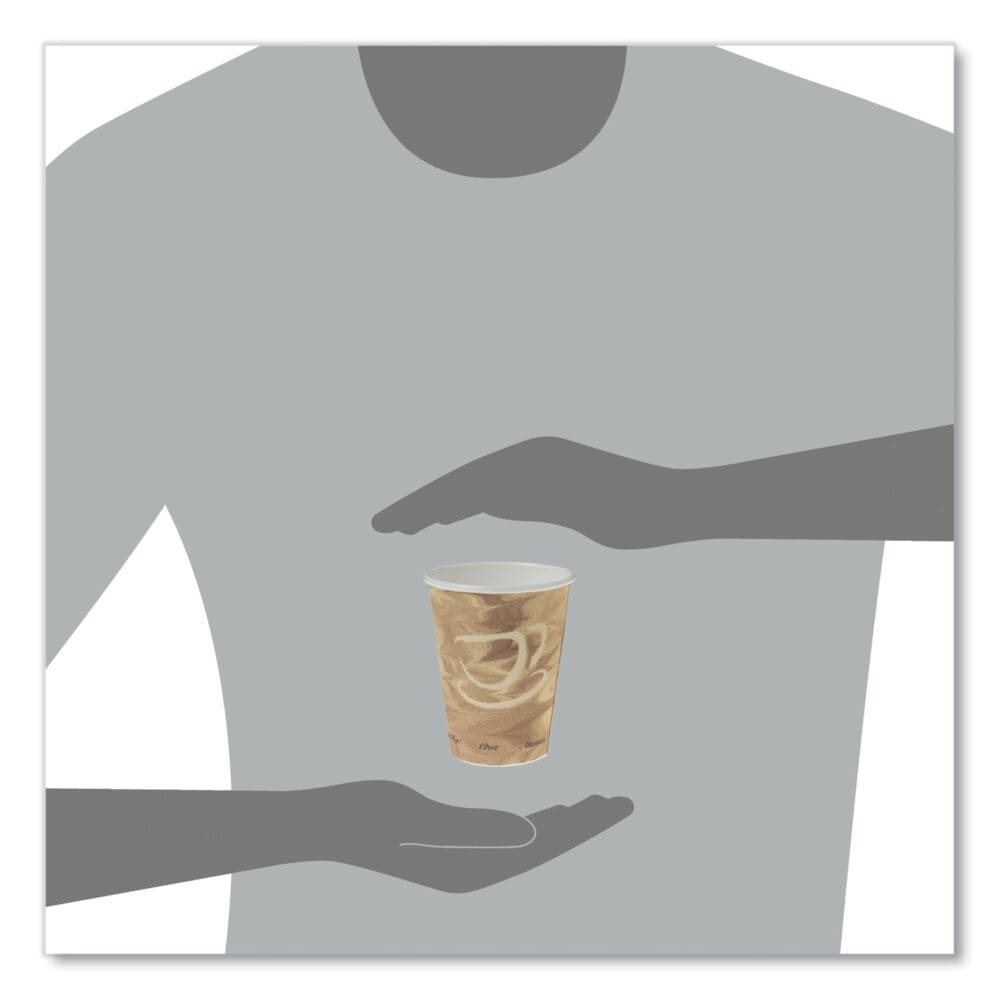 Mistique Polycoated Hot Paper Cups, 12 oz, Printed, Brown, 50/Sleeve, 20 Sleeves/Carton - Image 5