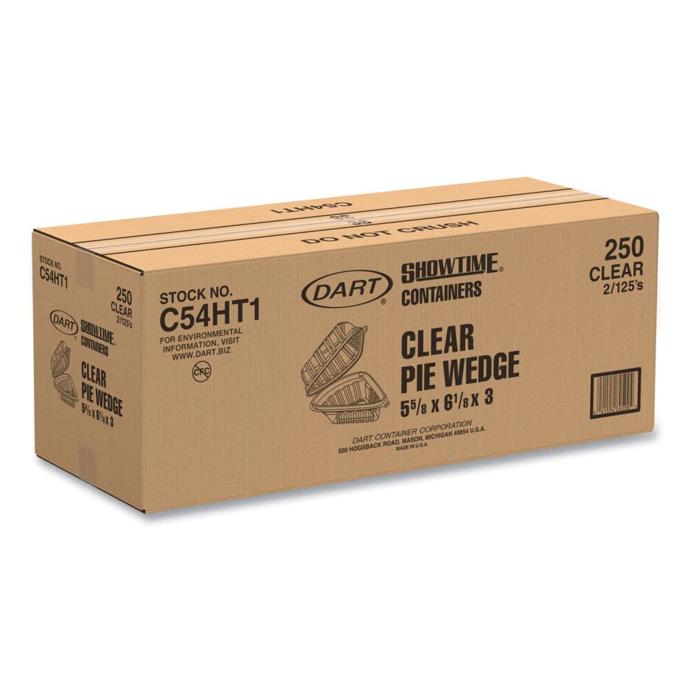 Showtime Clear Hinged Containers, Pie Wedge, 6.67 oz, 6.1 x 5.6 x 3, Clear, Plastic, 125/Pack, 2 Packs/Carton - Image 7