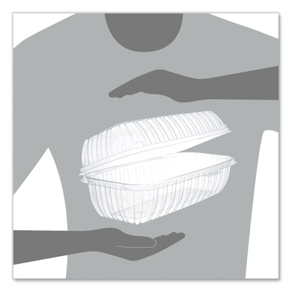 Showtime Clear Hinged Containers, Hoagie Container, 29.9 oz, 5.1 x 9.9 x 3.5, Clear, Plastic, 100/Bag 2 Bags/Carton - Image 4