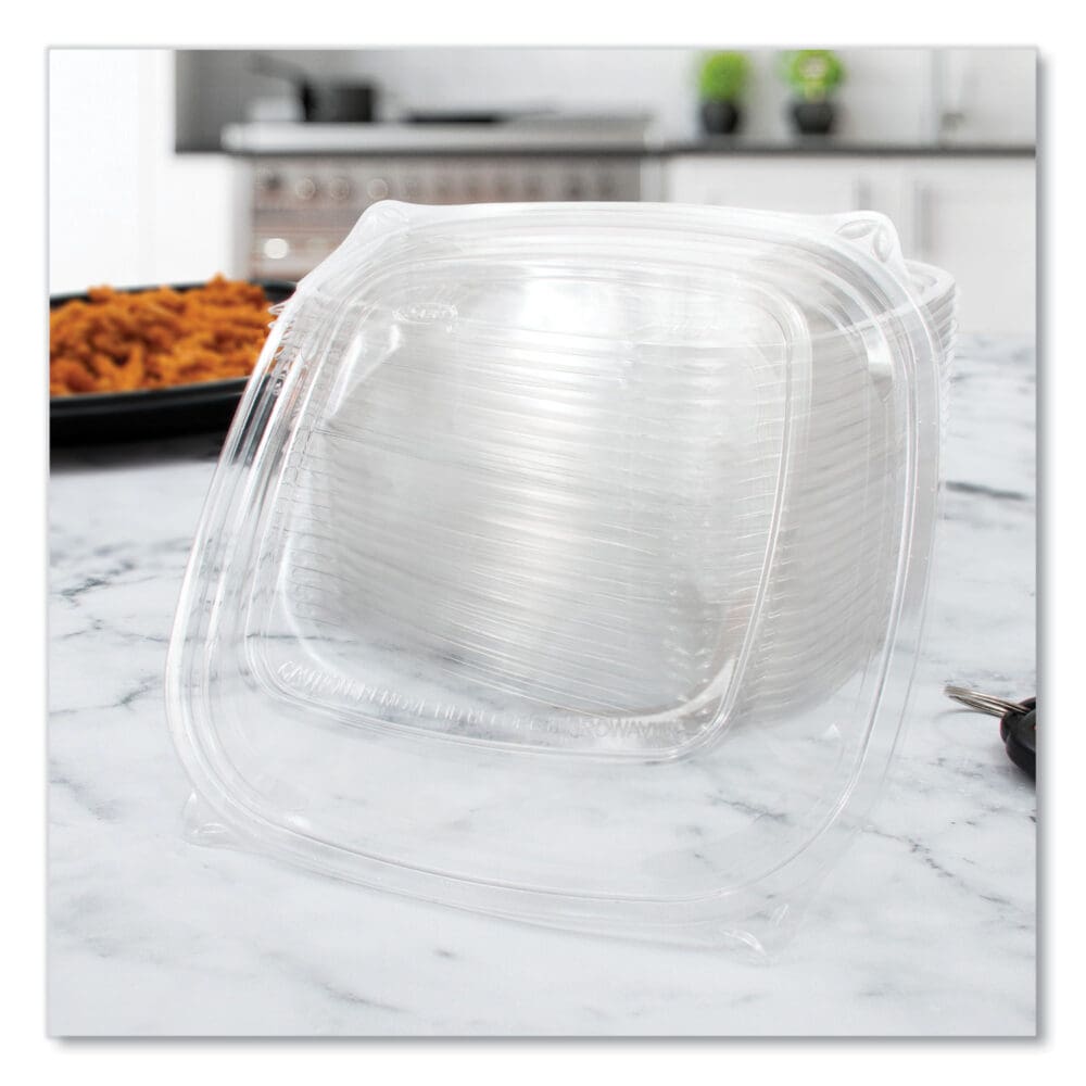PresentaBowls Pro Clear Square Lids for 24-32 oz Bowls, 8.5 x 8.5 x 0.5, Clear, Plastic, 63/Bag, 4 Bags/Carton - Image 2