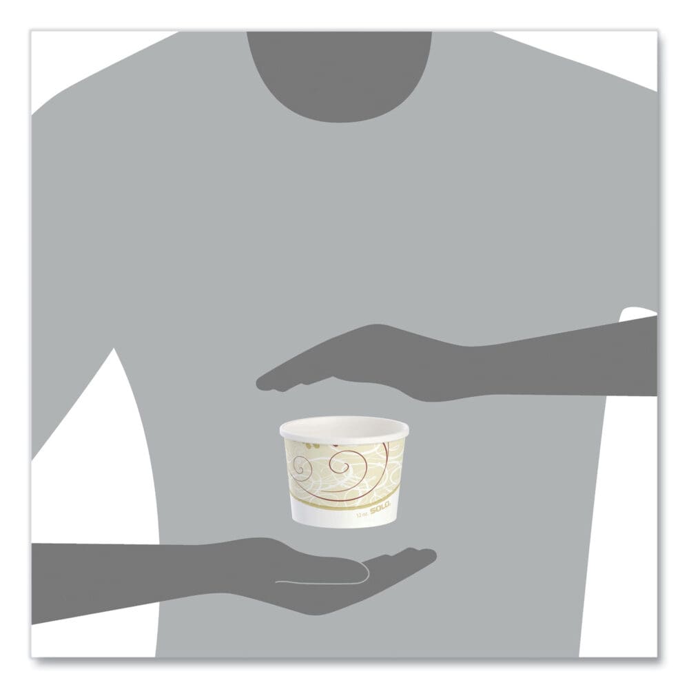 Double Poly Paper Food Containers, 12 oz, 3.6 Diameter x 3.3 h, Symphony Design, 25/Pack, 20 Packs/Carton - Image 5