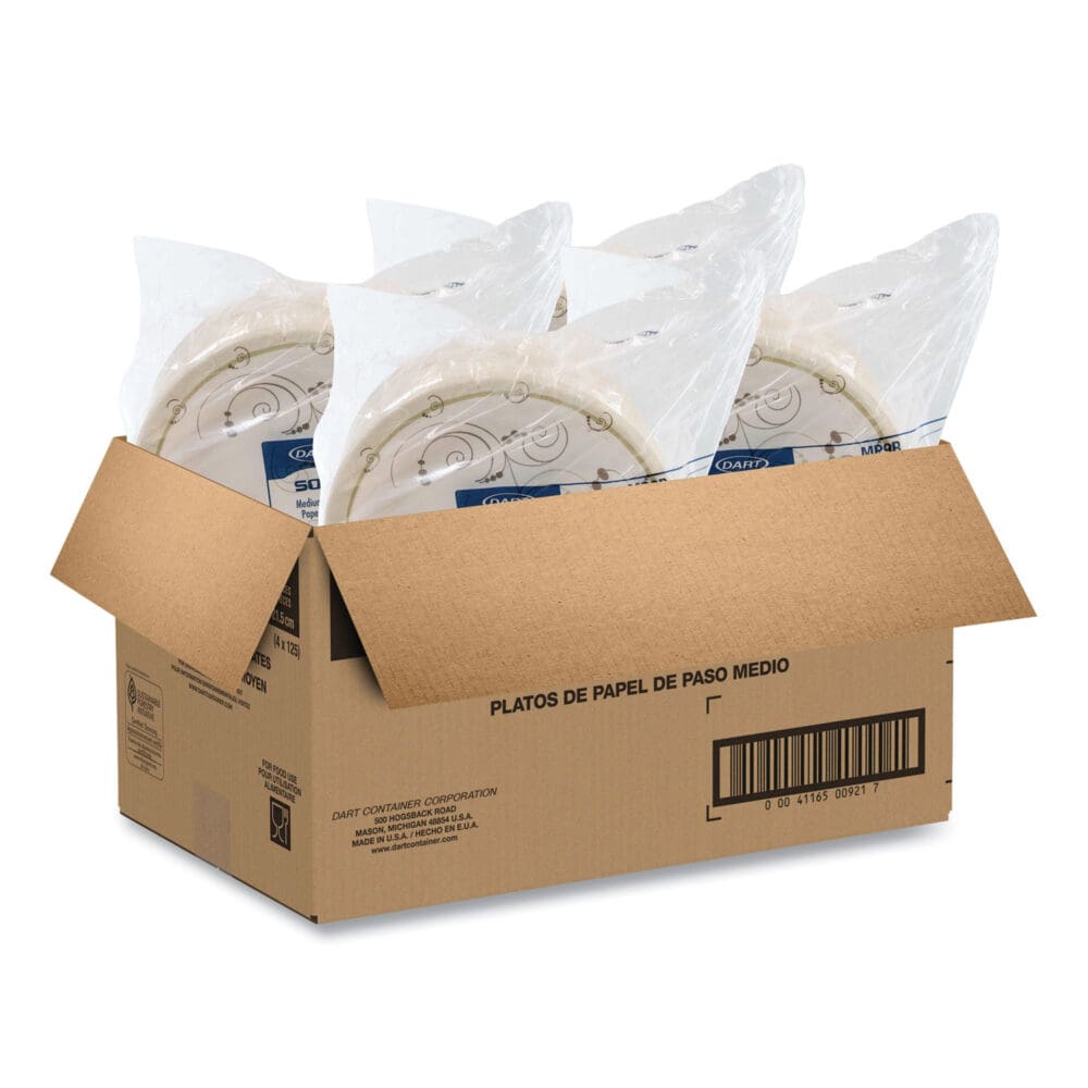 Symphony Paper Dinnerware, Mediumweight Plate, 8.5" dia, Tan, 125/Pack - Image 5