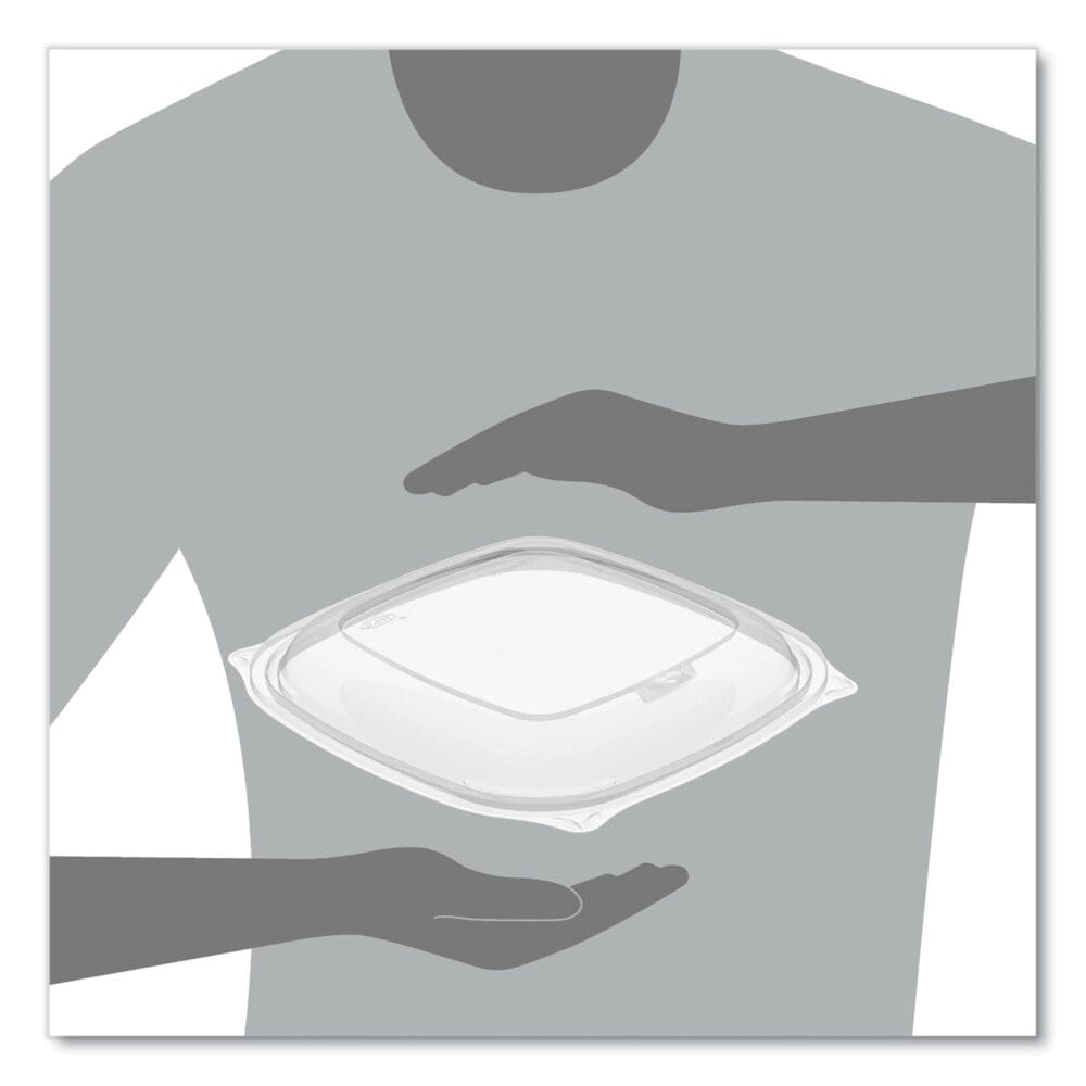 PresentaBowls Pro Clear Square Bowl Lids, Large Vented Square, 8.5 x 8.5 x 1, Clear, Plastic, 63/Bag, 4 Bags/Carton - Image 5