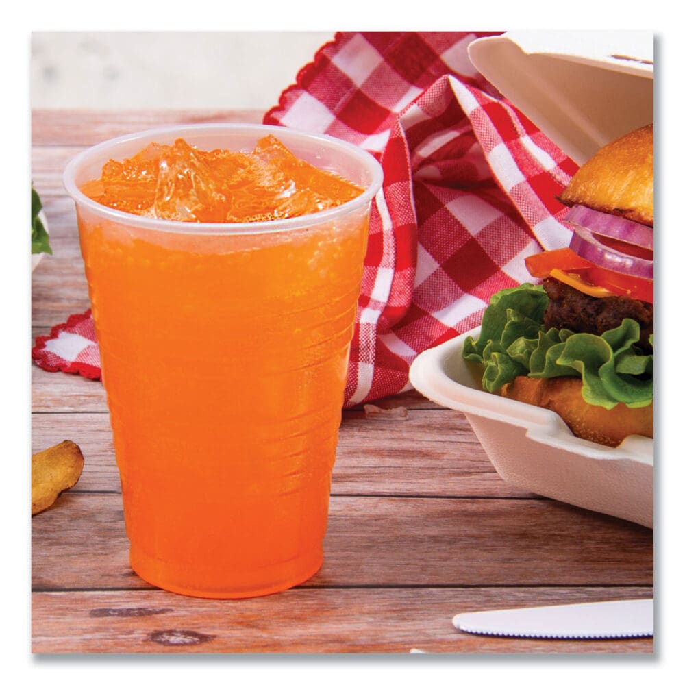 High-Impact Polystyrene Squat Cold Cups, 12 oz, Translucent, 50 Cups/Sleeve, 20 Sleeves/Carton - Image 3